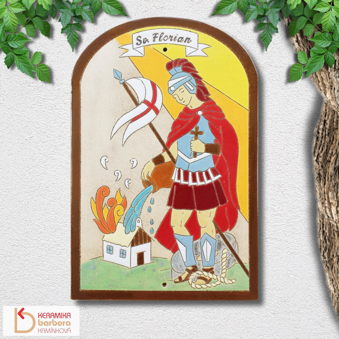Keramické kachle a obrázky s patrony, ochránci a svatými