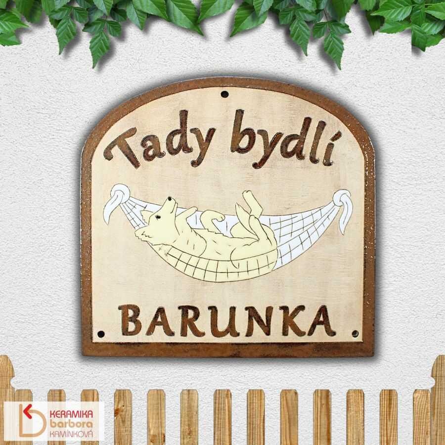 Výstražná cedule tabulka na vrata plot Pozor pes Tady hlídám já se psem v houpací síti